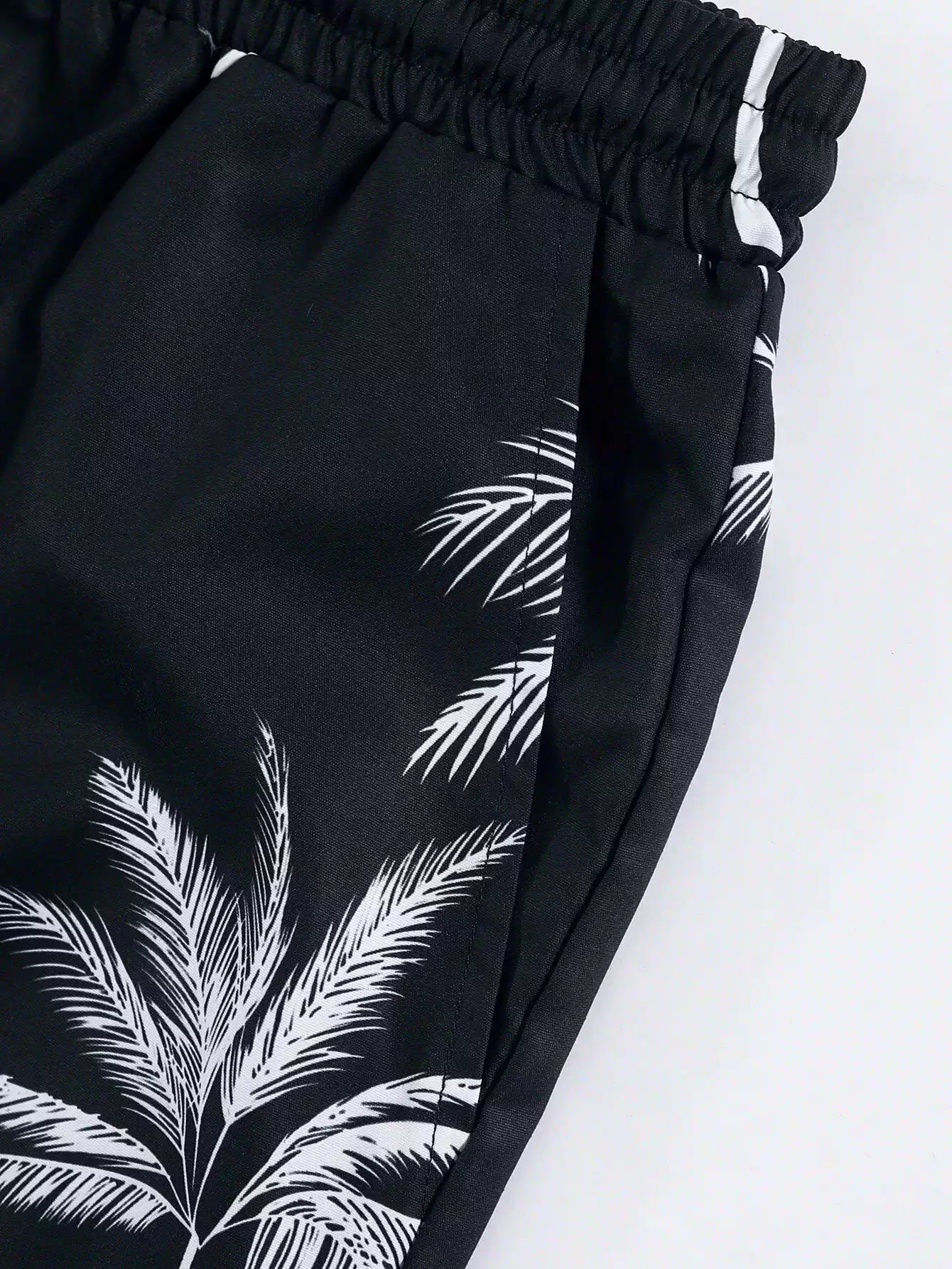 Black Floral Design Mens Half Sleeves Cords Cotton Material