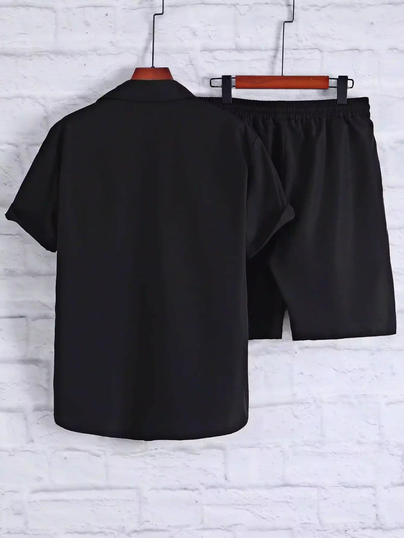 Black Solid Design Mens Half Sleeves Cords Cotton Material