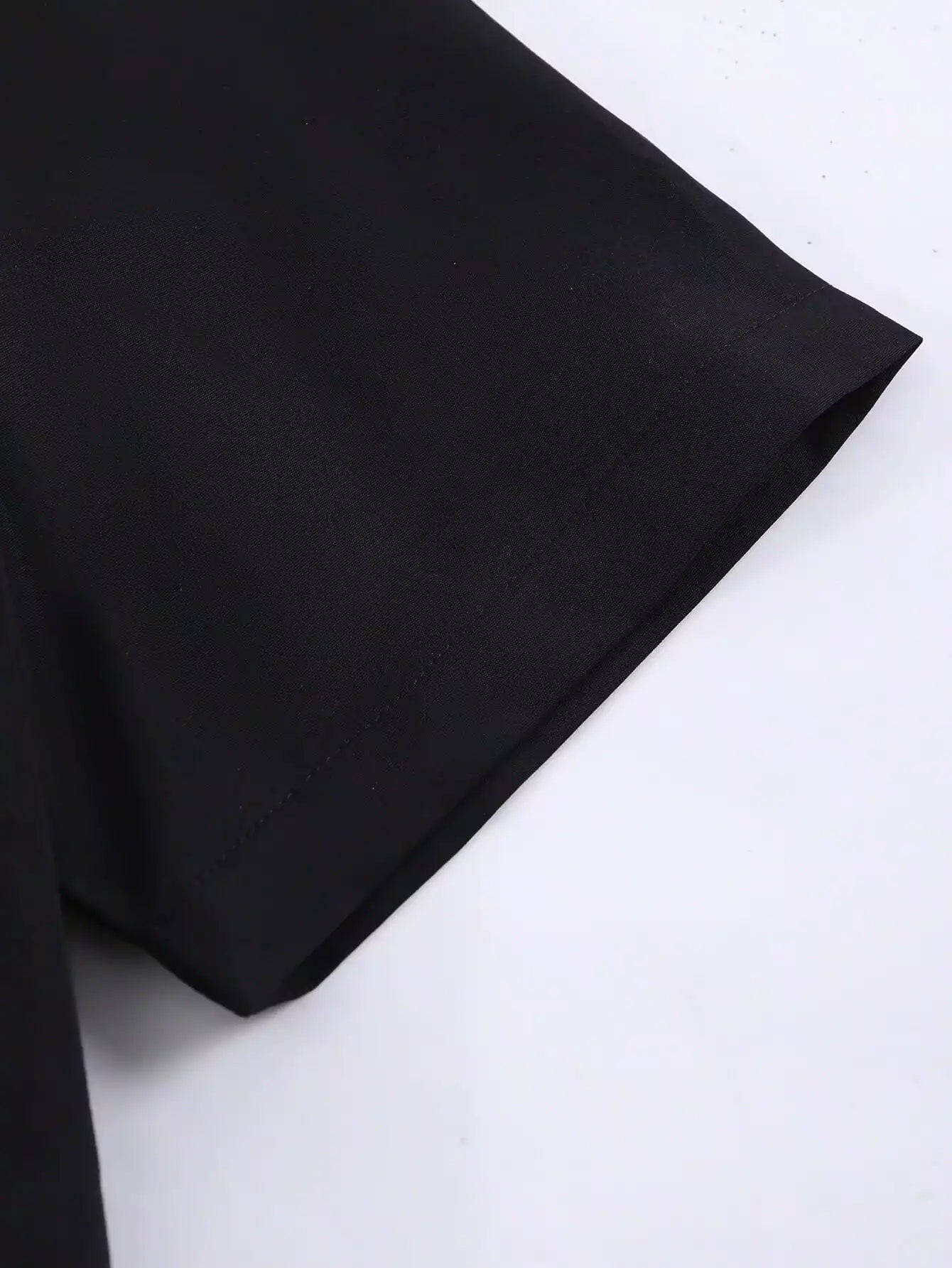 Black Solid Design Mens Half Sleeves Cords Cotton Material