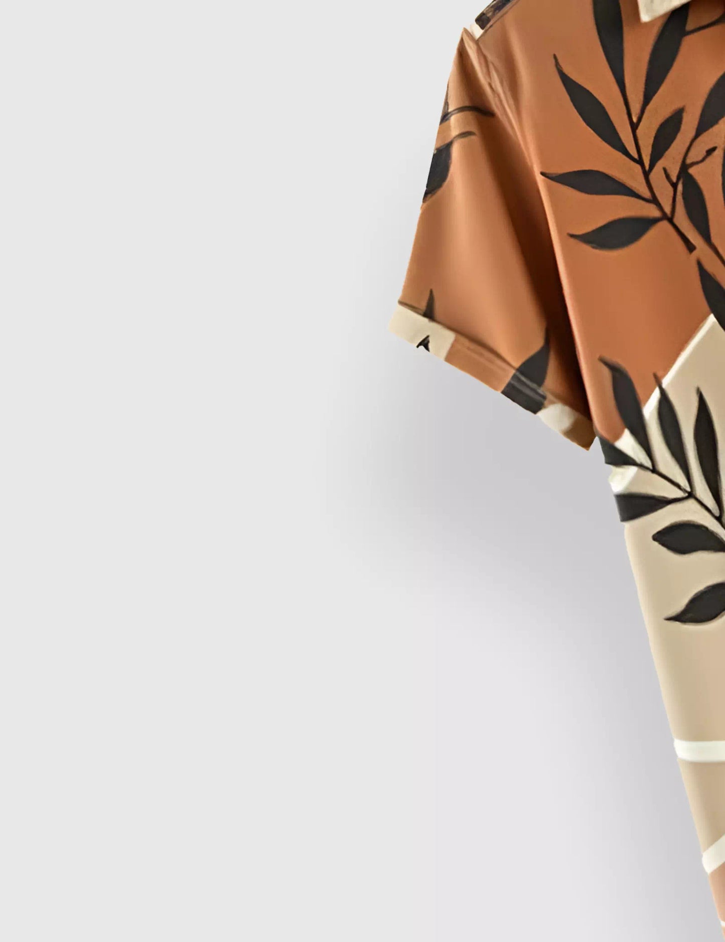 Brown Leaves Designer Men's Half Sleeves Printed Shirt Exclusive