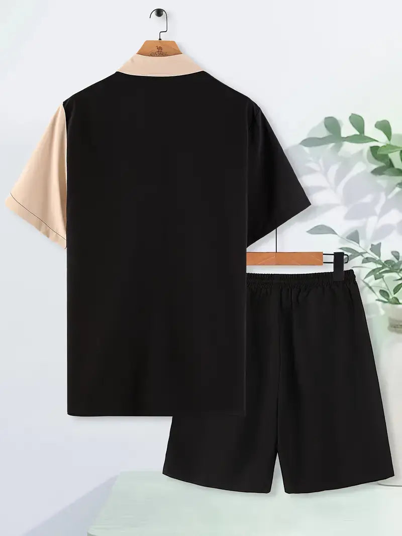 Cream and black Mix Colored Men's Half Sleeves Cords Cotton Material