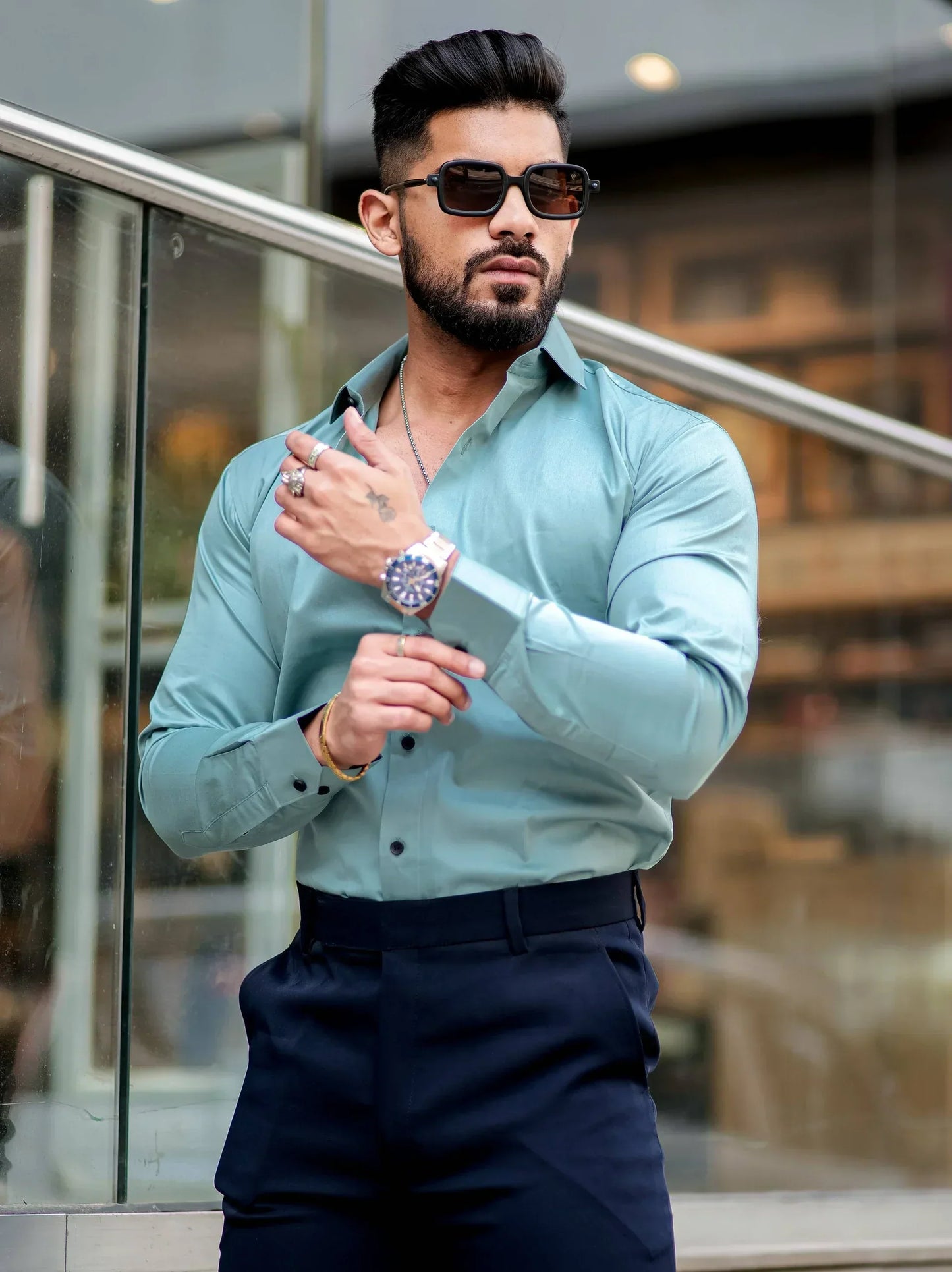 SOLID CASCADE Mens Full Sleeves Formal Cotton Shirt
