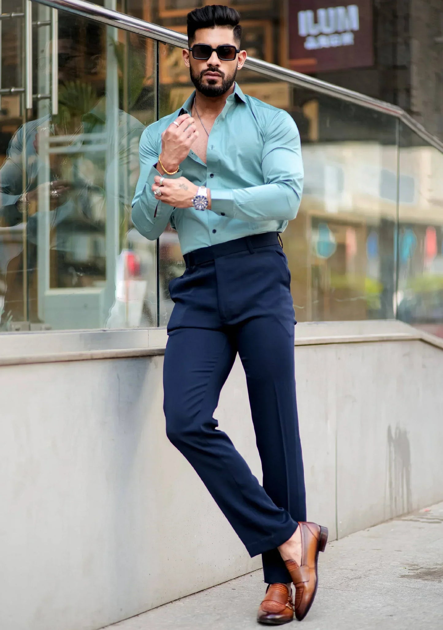 SOLID CASCADE Mens Full Sleeves Formal Cotton Shirt