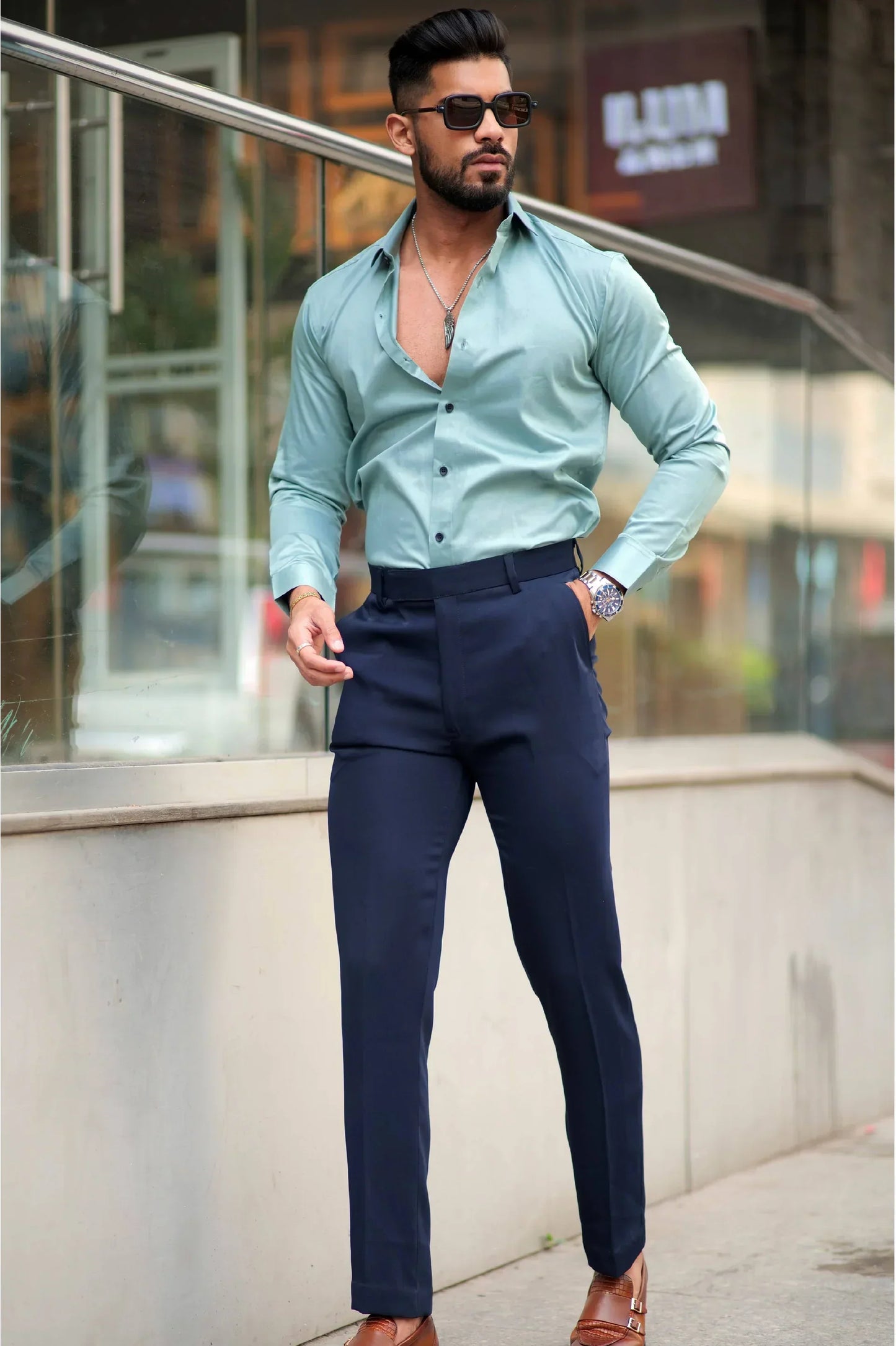 SOLID CASCADE Mens Full Sleeves Formal Cotton Shirt