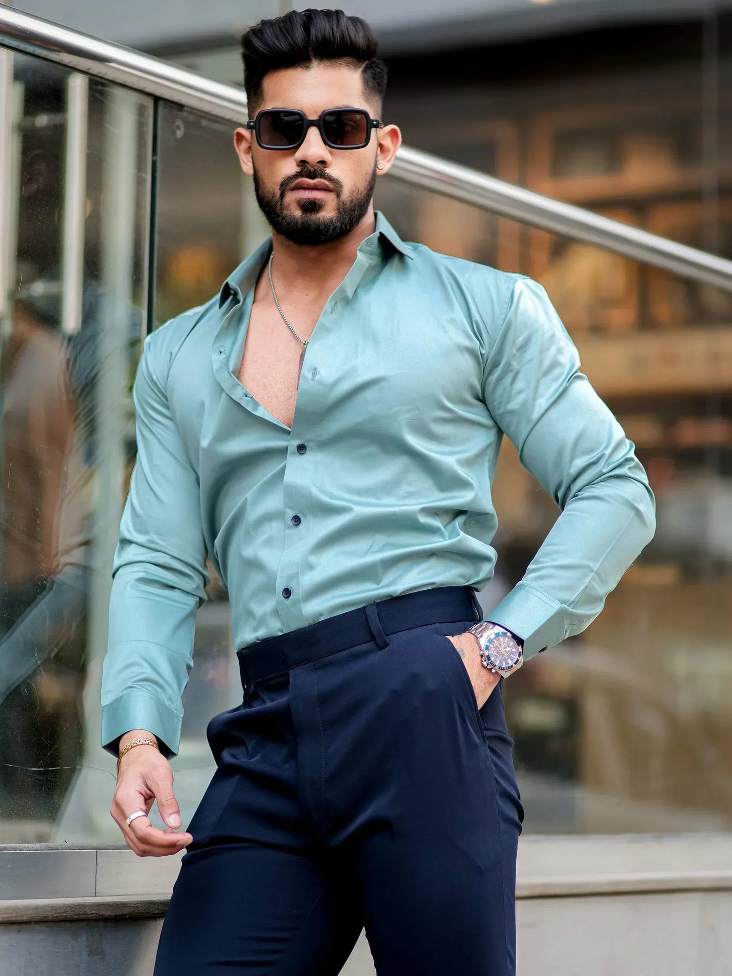 SOLID CASCADE Mens Full Sleeves Formal Cotton Shirt