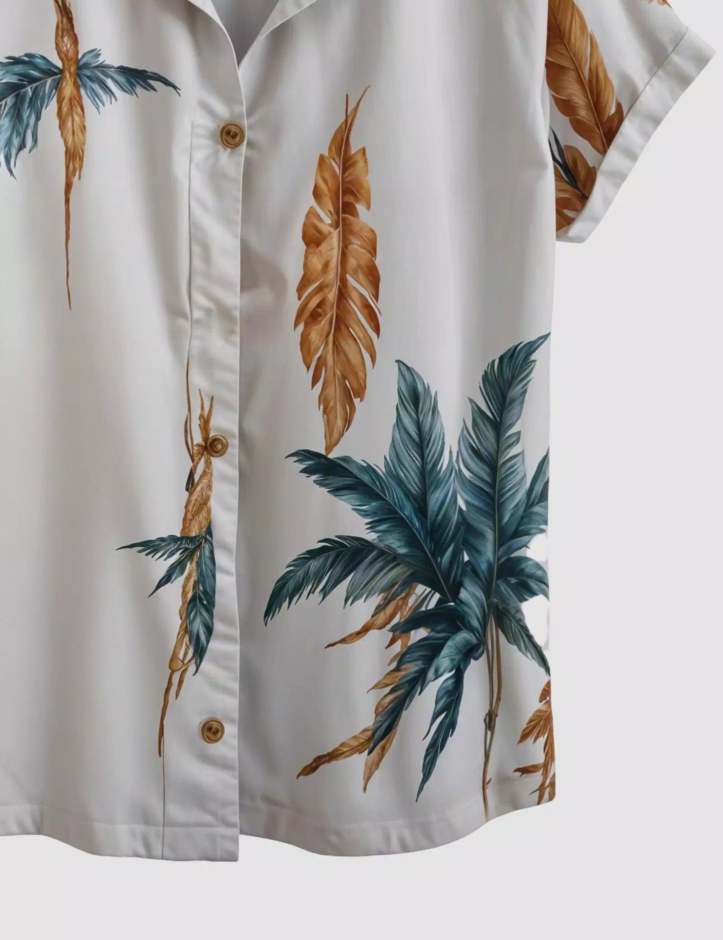 White Coconut Leaves Printed Designer Men's Half Sleeves Printed Shirt Exclusive Super Sale