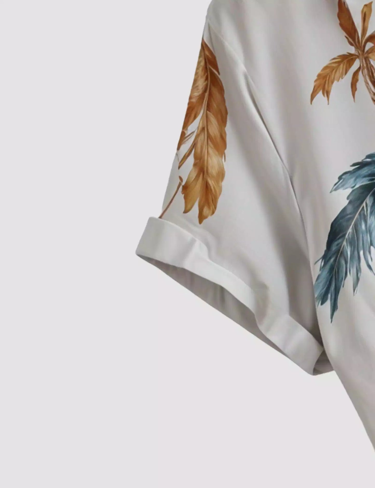 White Coconut Leaves Printed Designer Men's Half Sleeves Printed Shirt Exclusive Super Sale