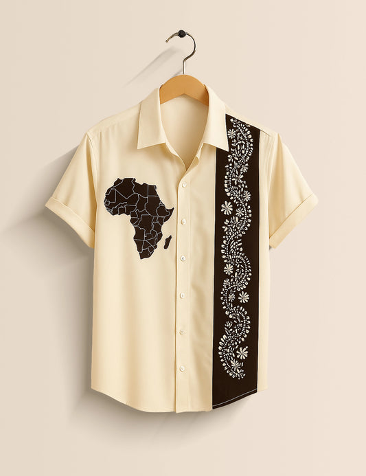 Yellow White Patch Men's Half Sleeves Printed Shirt Exclusive