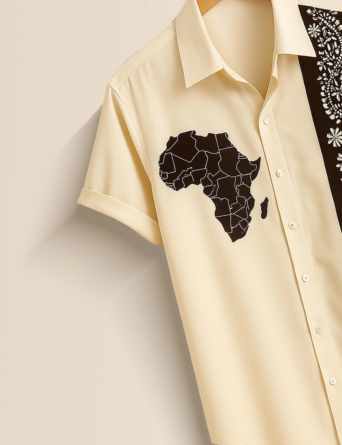 Yellow White Patch Men's Half Sleeves Printed Shirt Exclusive