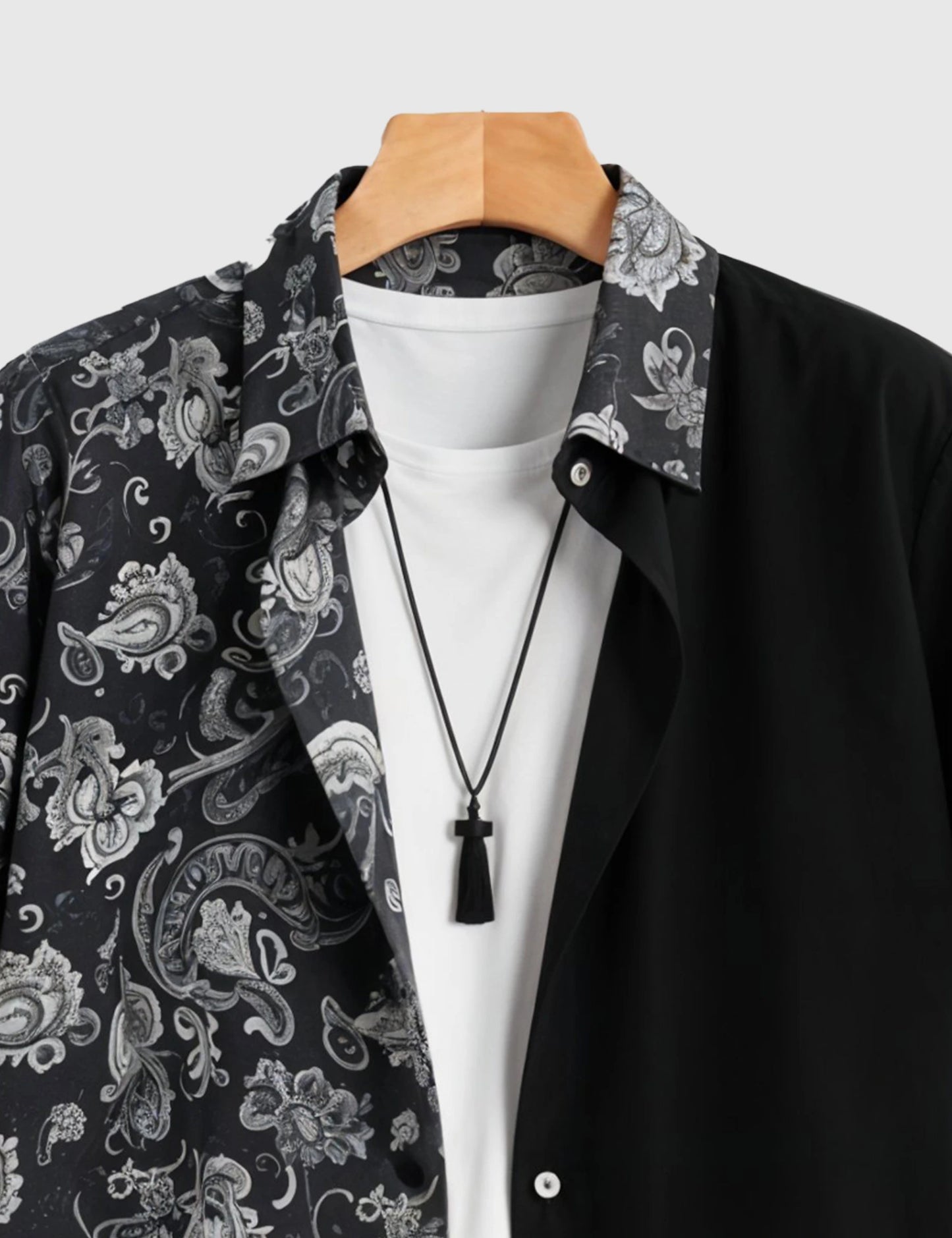 Black Illusion Designer Men's Half Sleeves Printed Shirt Exclusive