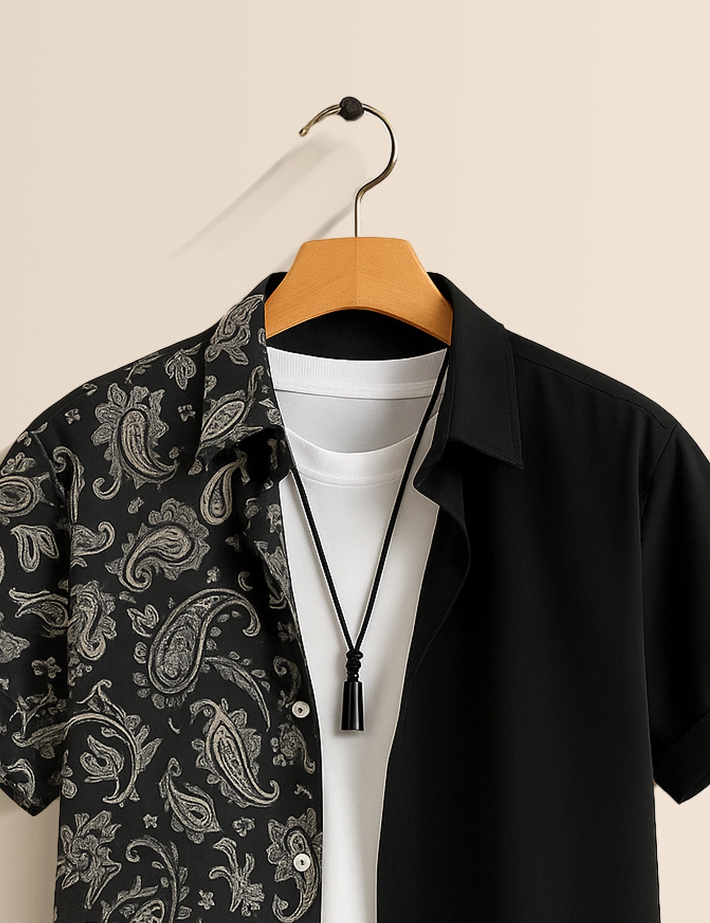 Black Illusion Designer Men's Half Sleeves Printed Shirt Exclusive