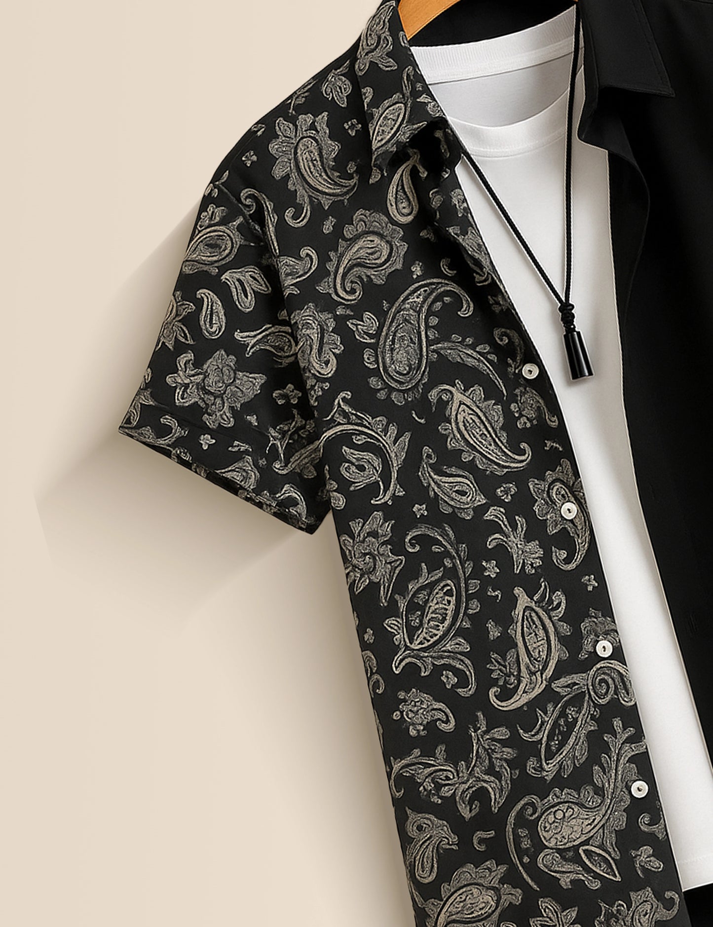 Black Illusion Designer Men's Half Sleeves Printed Shirt Exclusive