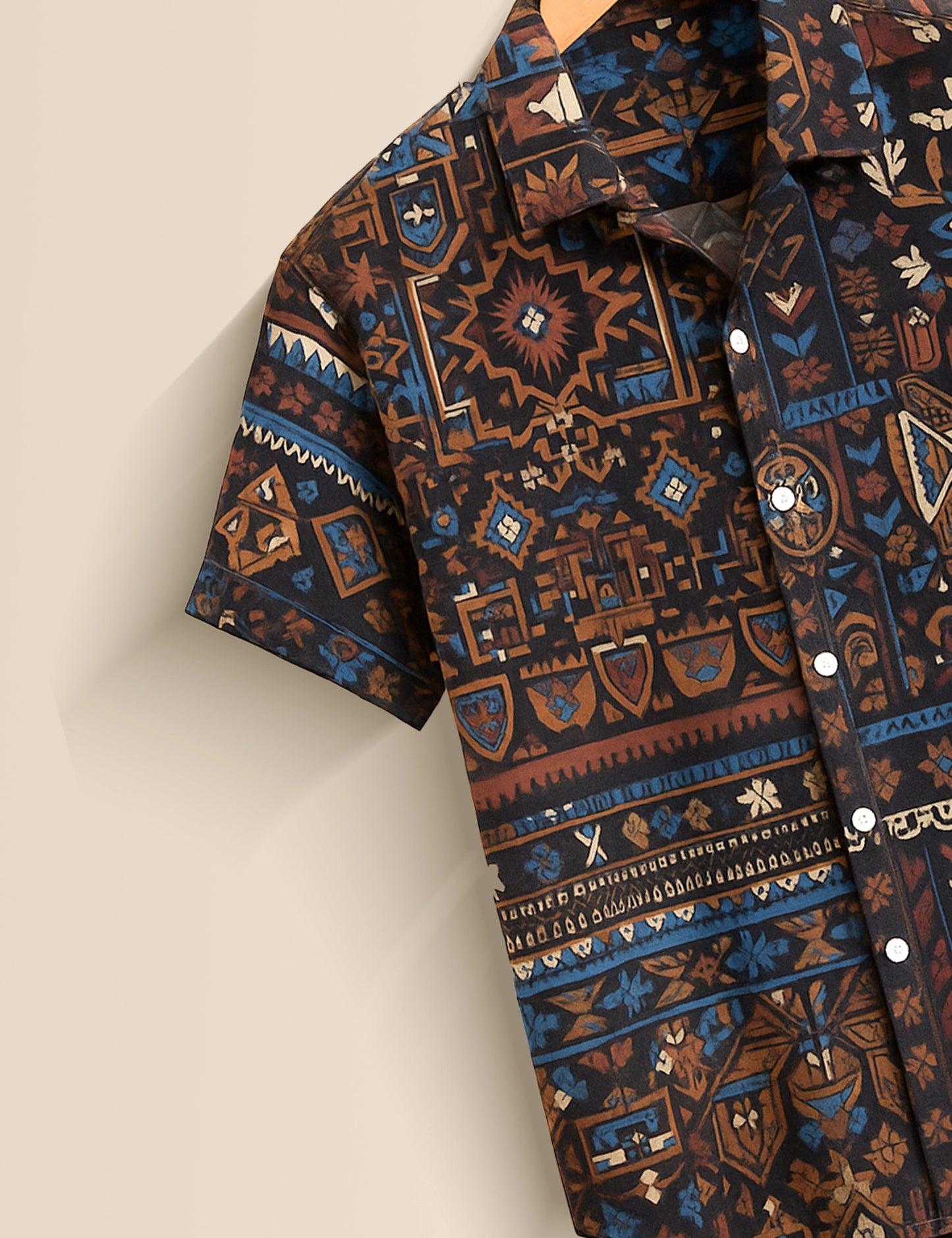 Brown Mandala Designer Men's Half Sleeves Printed Shirt Exclusive
