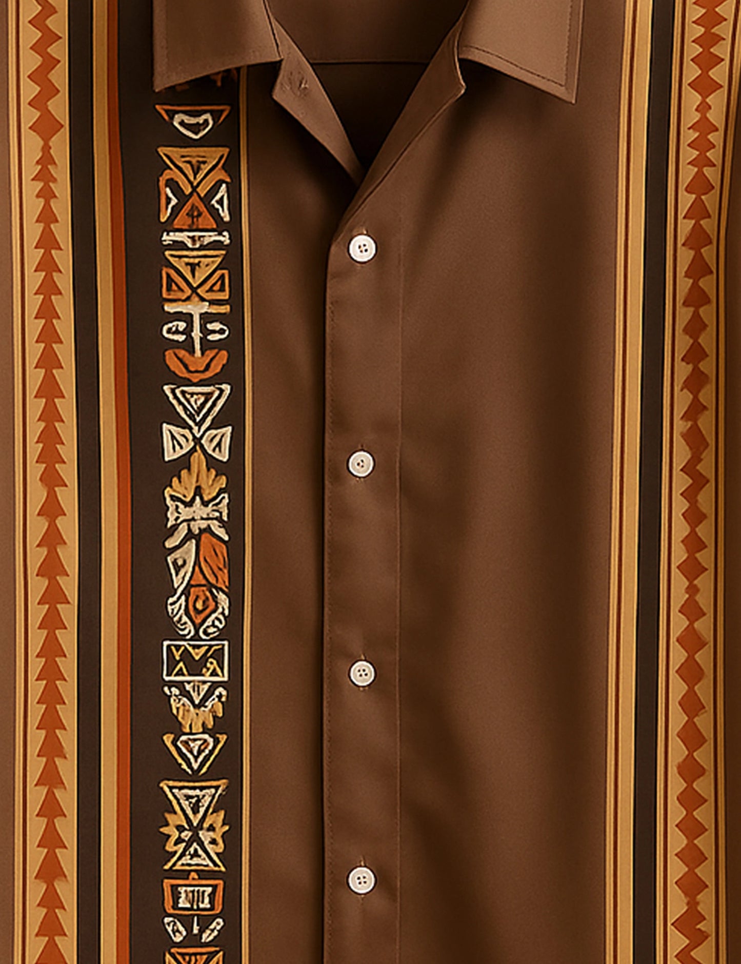 Brown Vertical Line Men's Half Sleeves Printed Shirt Exclusive