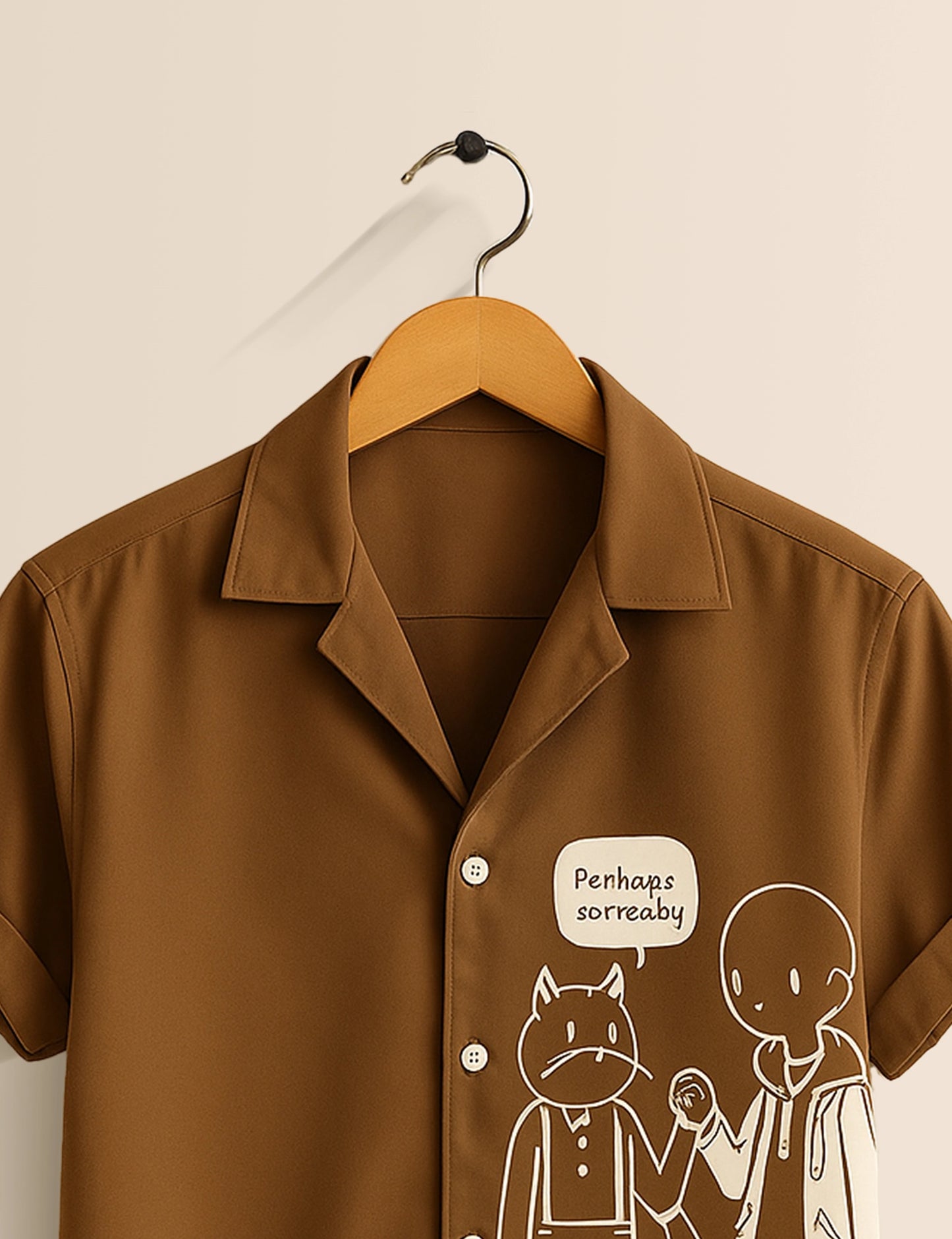 Brown White Outline Men's Half Sleeves Printed Shirt Exclusive