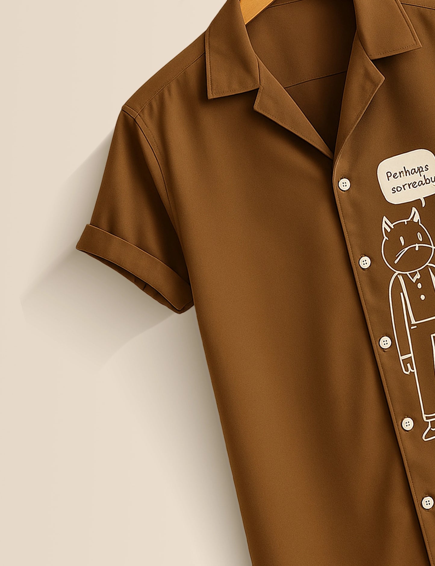 Brown White Outline Men's Half Sleeves Printed Shirt Exclusive