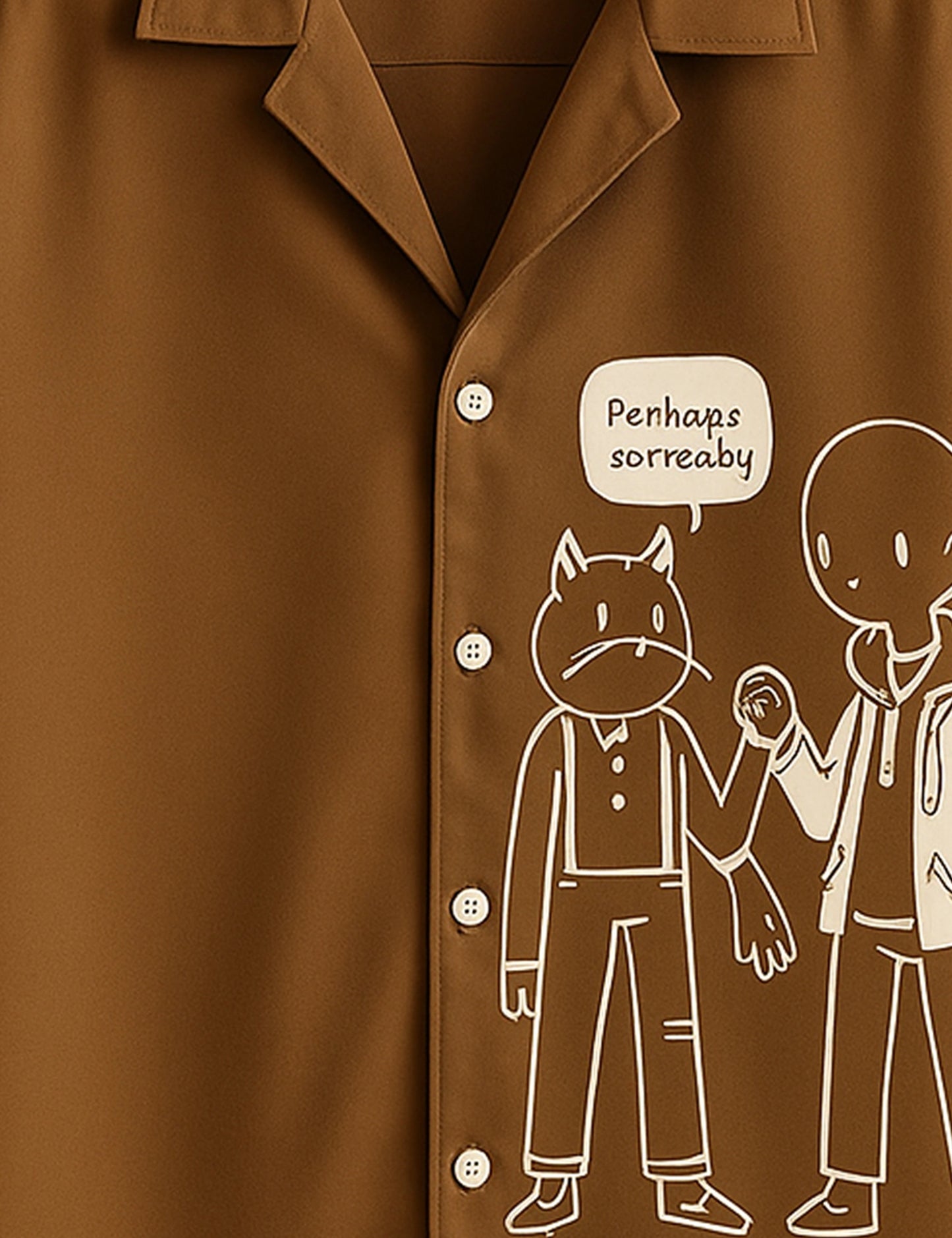Brown White Outline Men's Half Sleeves Printed Shirt Exclusive