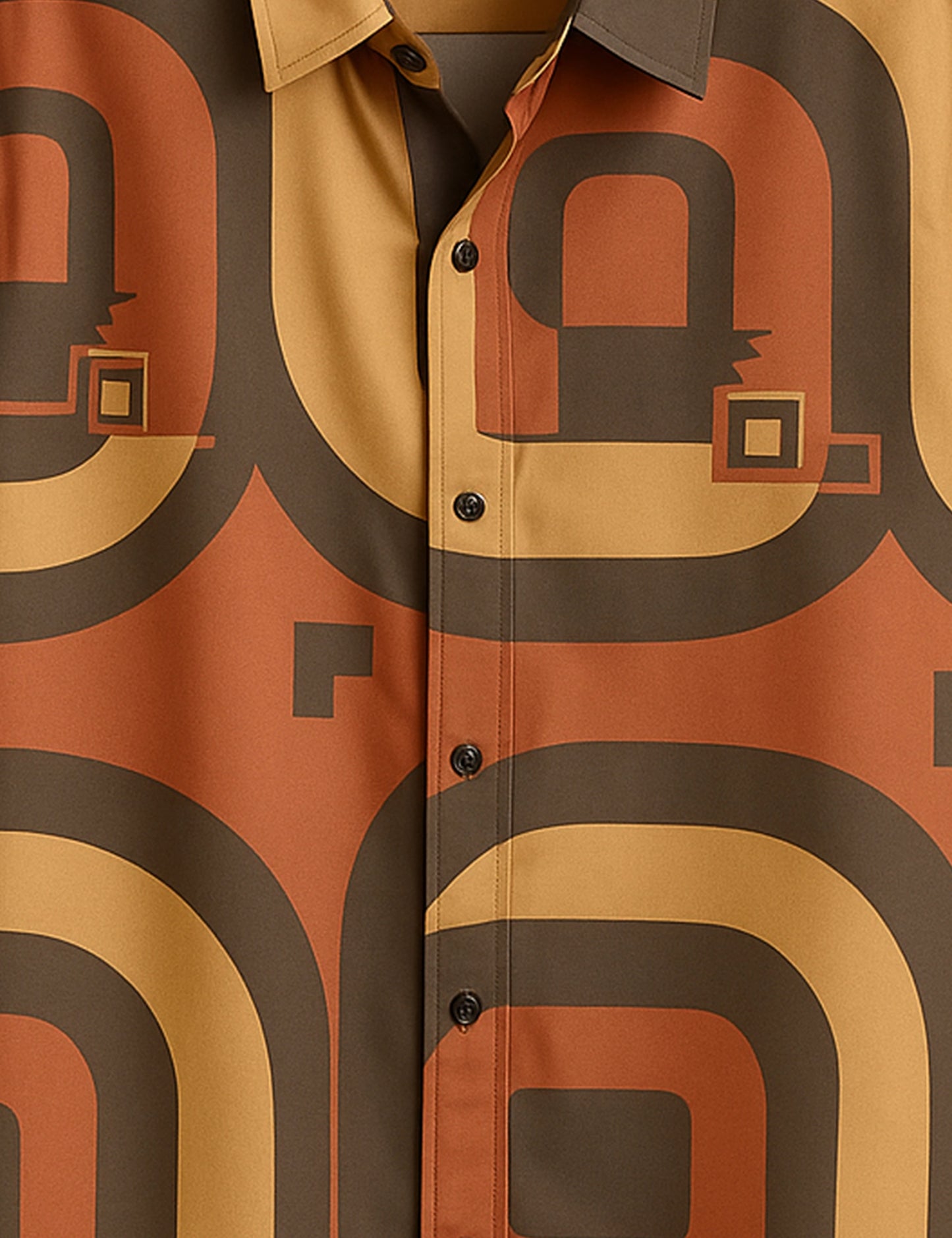 Brown Geometric Designer Men's Half Sleeves Printed Shirt Exclusive