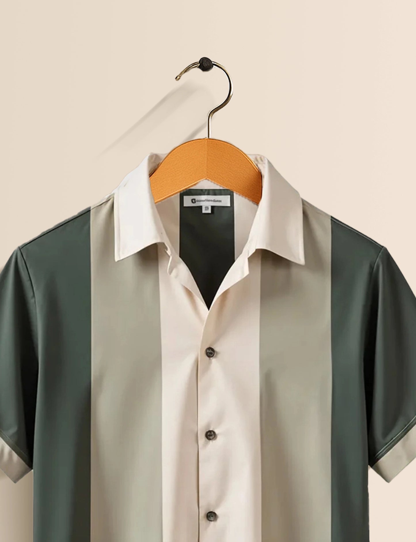 Cream and Green Stripped Designer Men's Half Sleeves Printed Shirt Exclusive