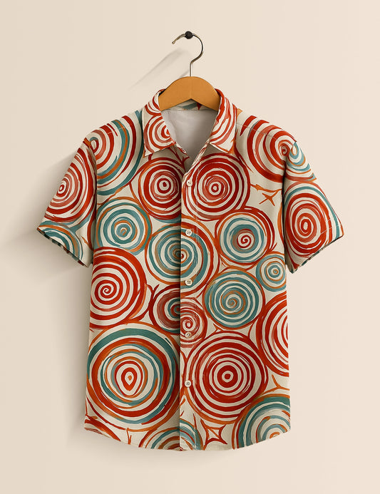 Mlti Round Mandala Men's Half Sleeves Printed Shirt Exclusive