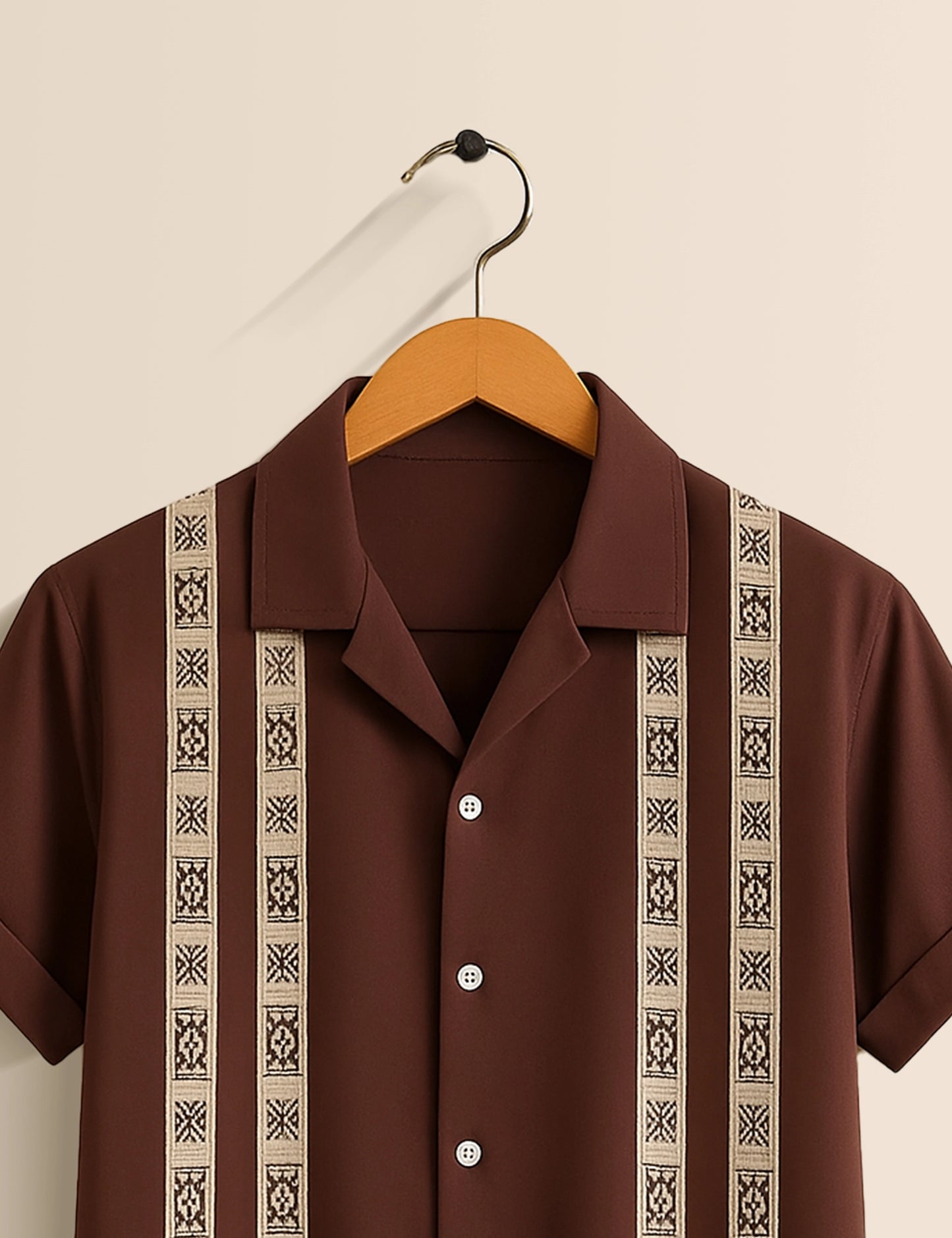 Marron Stripped Designer Men's Half Sleeves Printed Shirt Exclusive