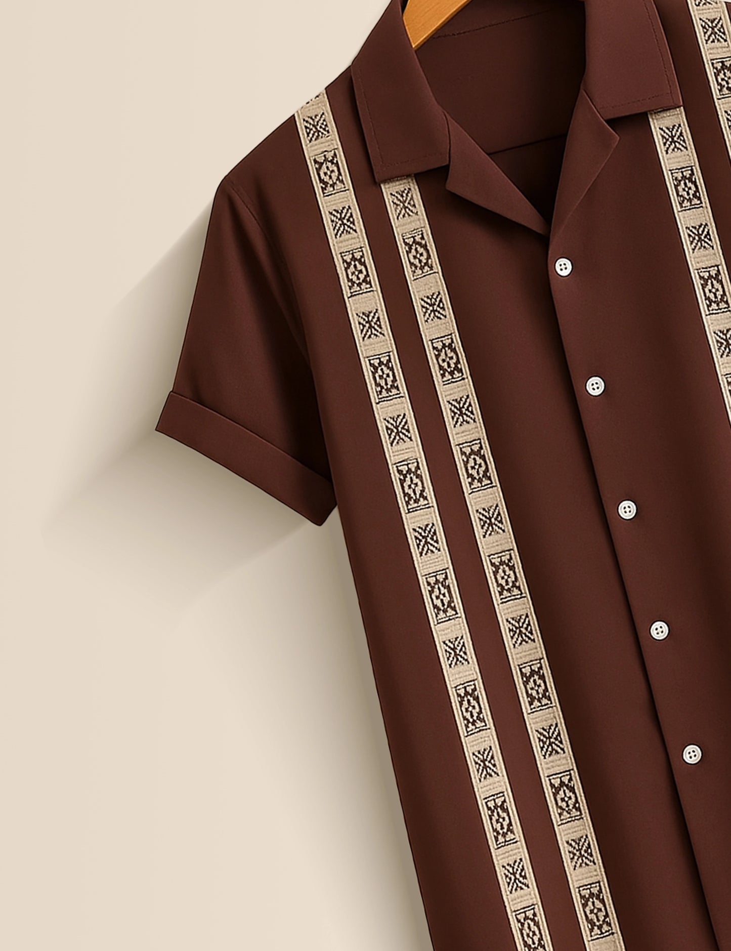 Marron Stripped Designer Men's Half Sleeves Printed Shirt Exclusive