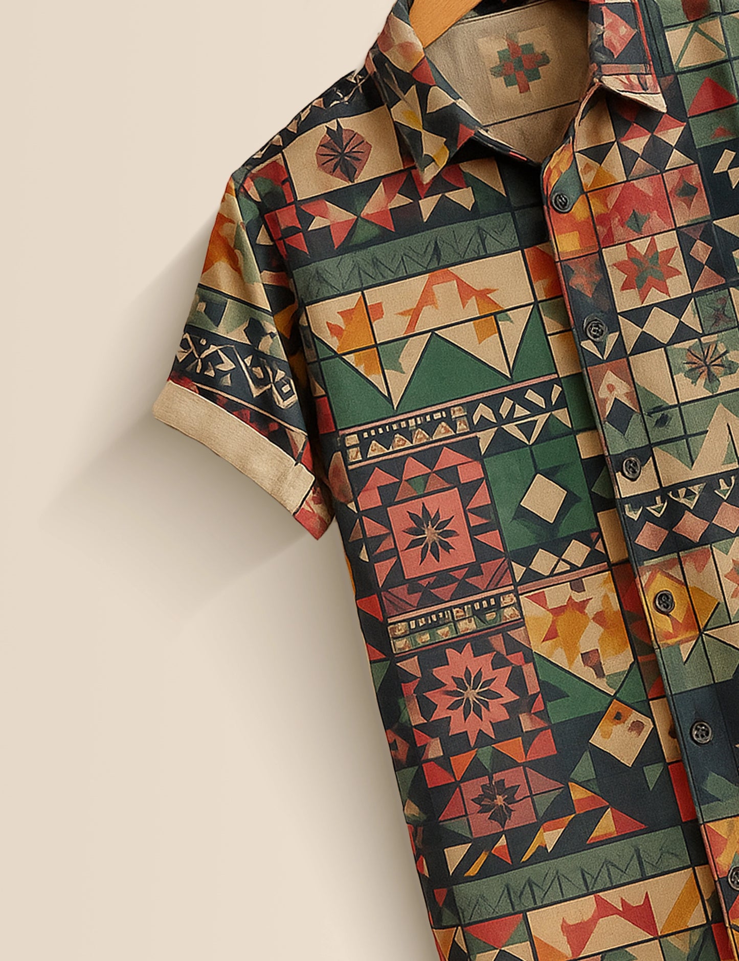Multicolor Geomatric Designer Men's Half Sleeves Printed Shirt Exclusive