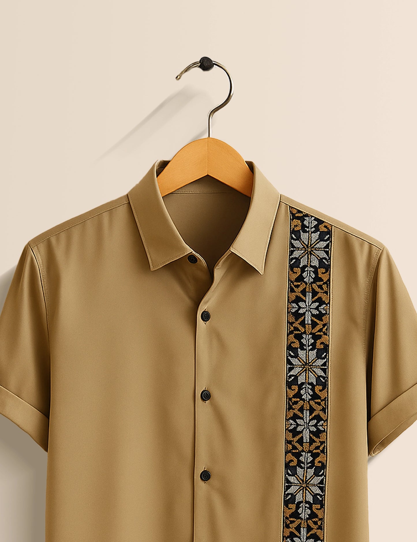 Peach Straight Line Men's Half Sleeves Printed Shirt Exclusive