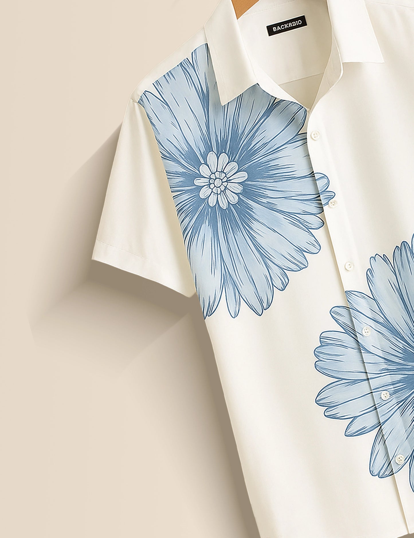 Two Blue Flower Men's Half Sleeves Printed Shirt Exclusive