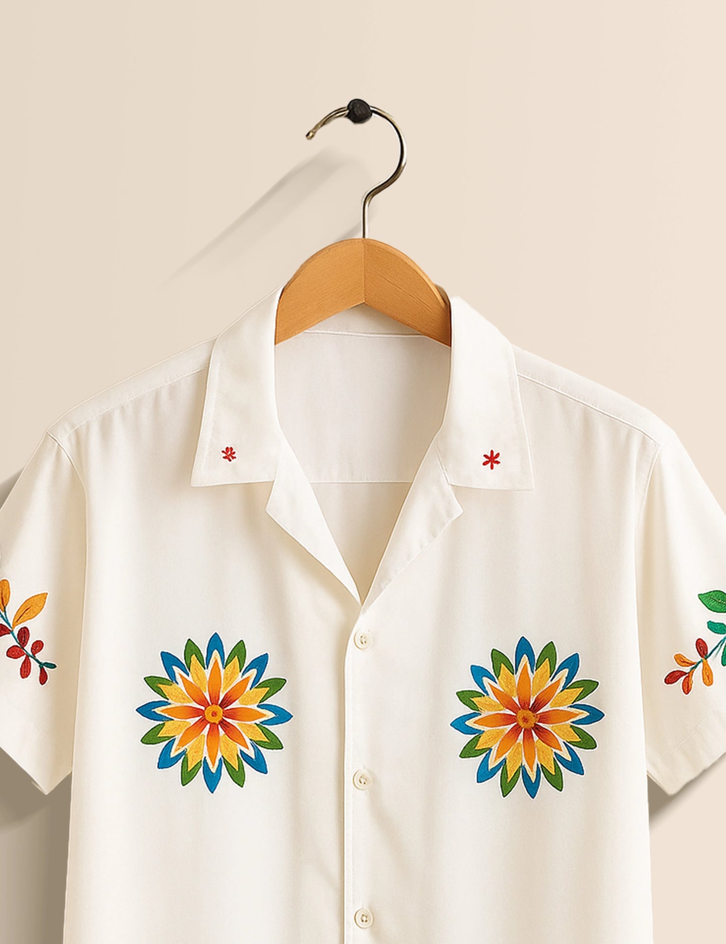 White Sunflower Men's Half Sleeves Printed Shirt Exclusive
