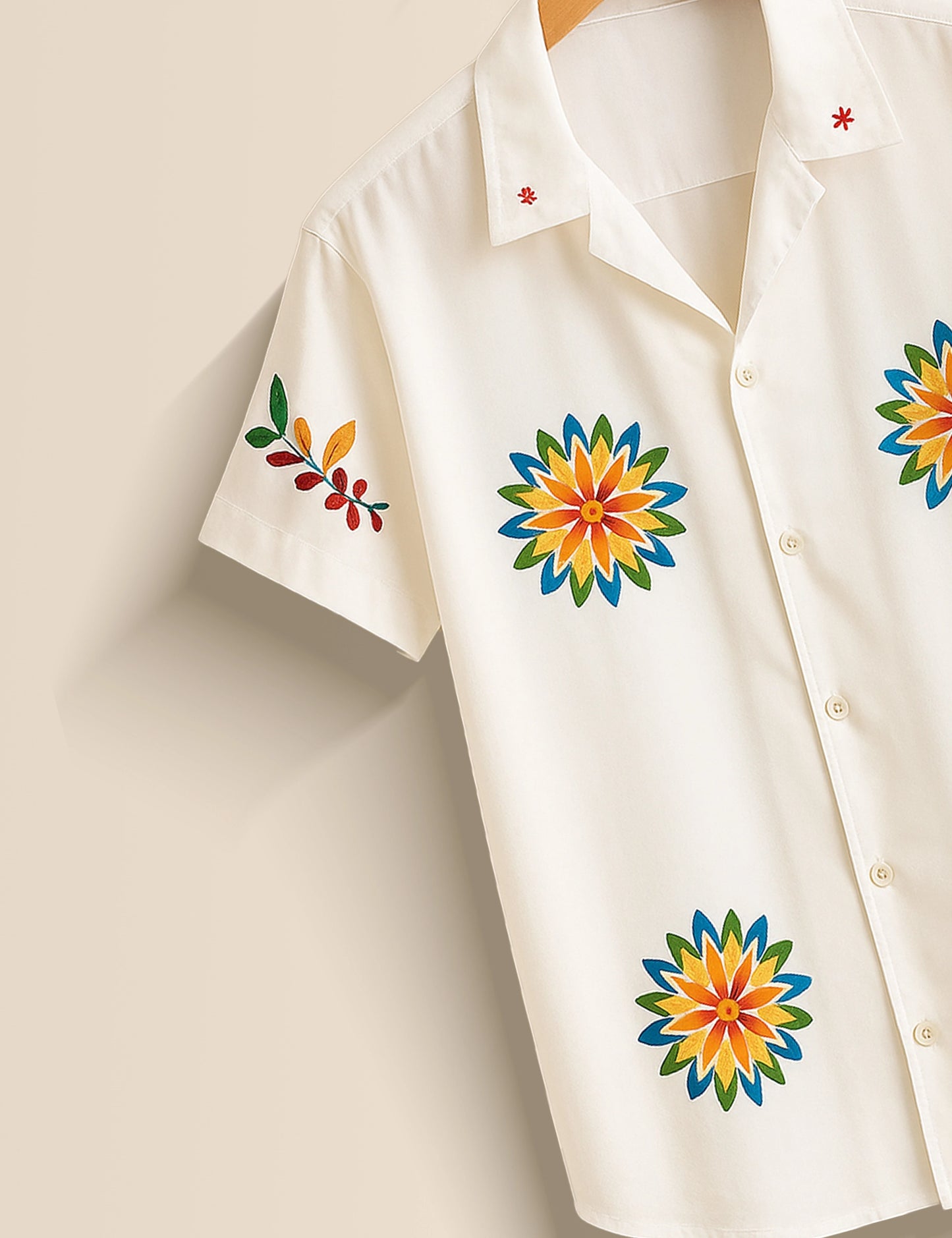 White Sunflower Men's Half Sleeves Printed Shirt Exclusive