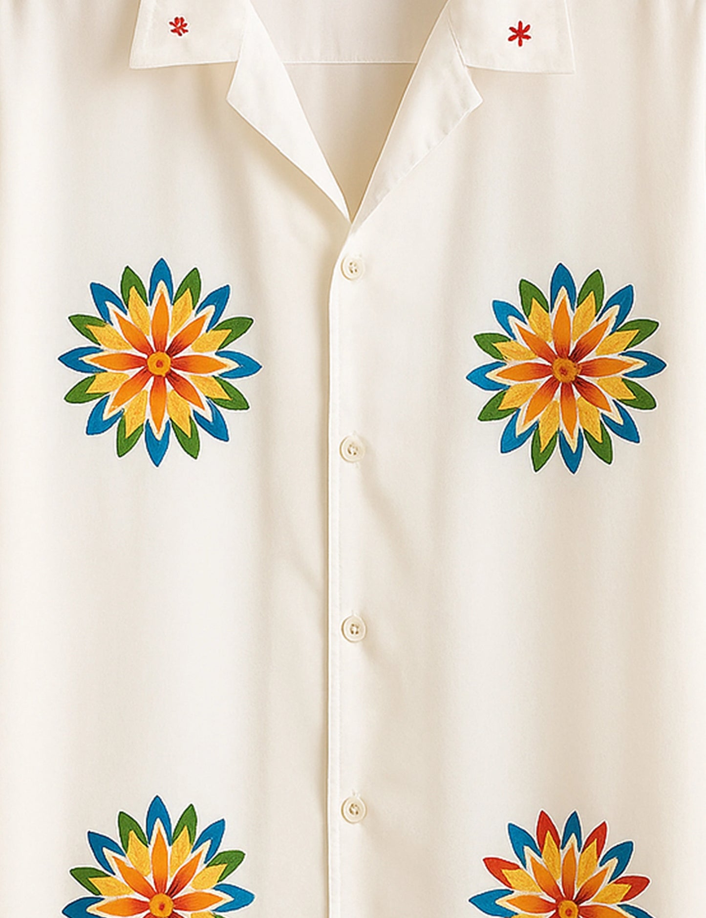 White Sunflower Men's Half Sleeves Printed Shirt Exclusive