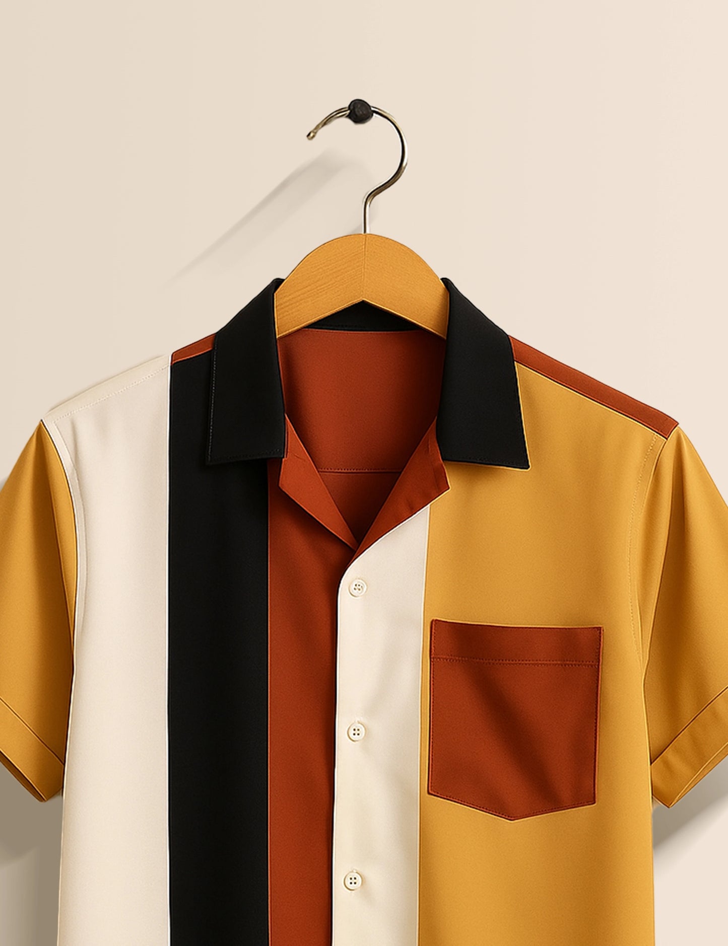 Yellow White Patch Men's Half Sleeves Printed Shirt Exclusive