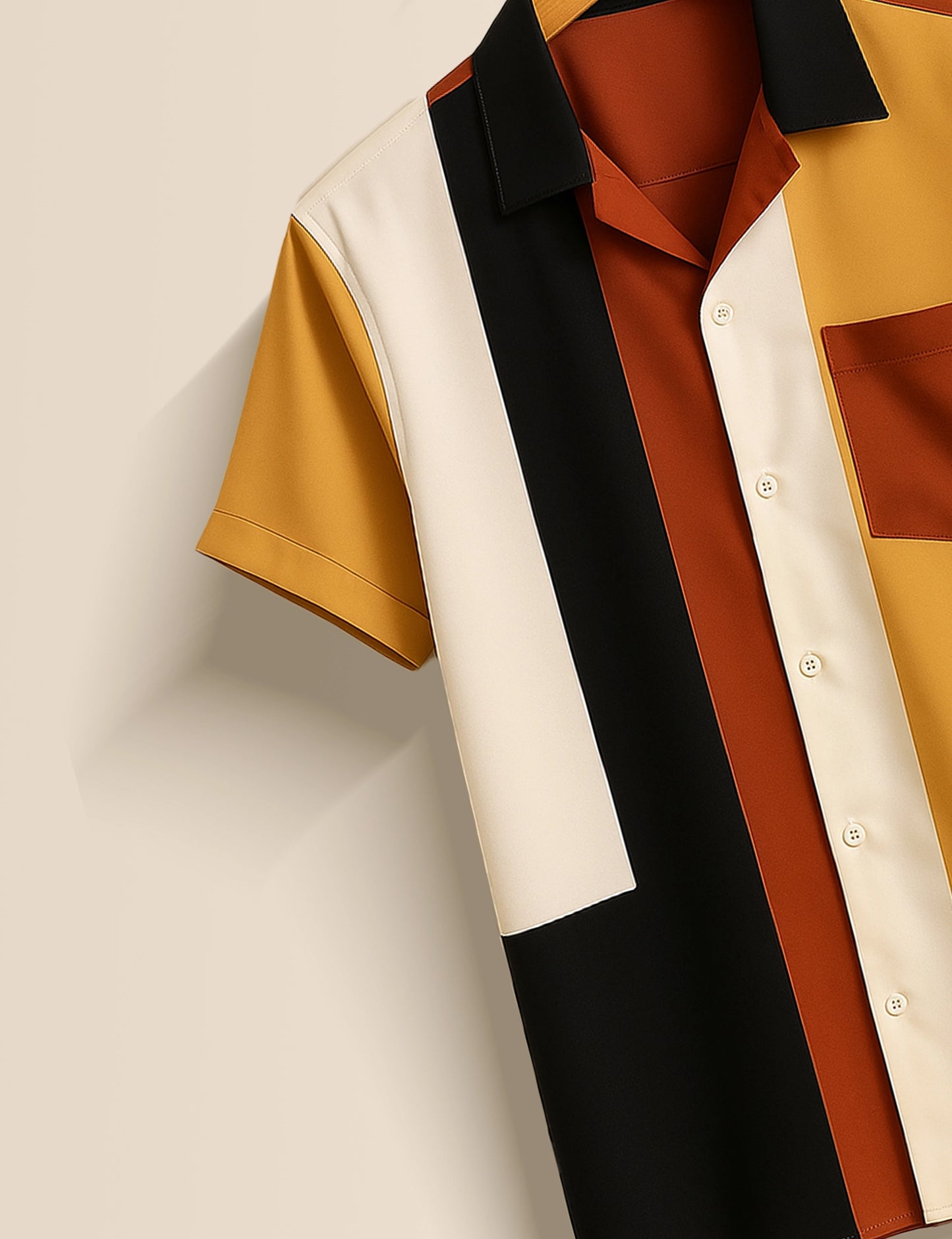Yellow White Patch Men's Half Sleeves Printed Shirt Exclusive