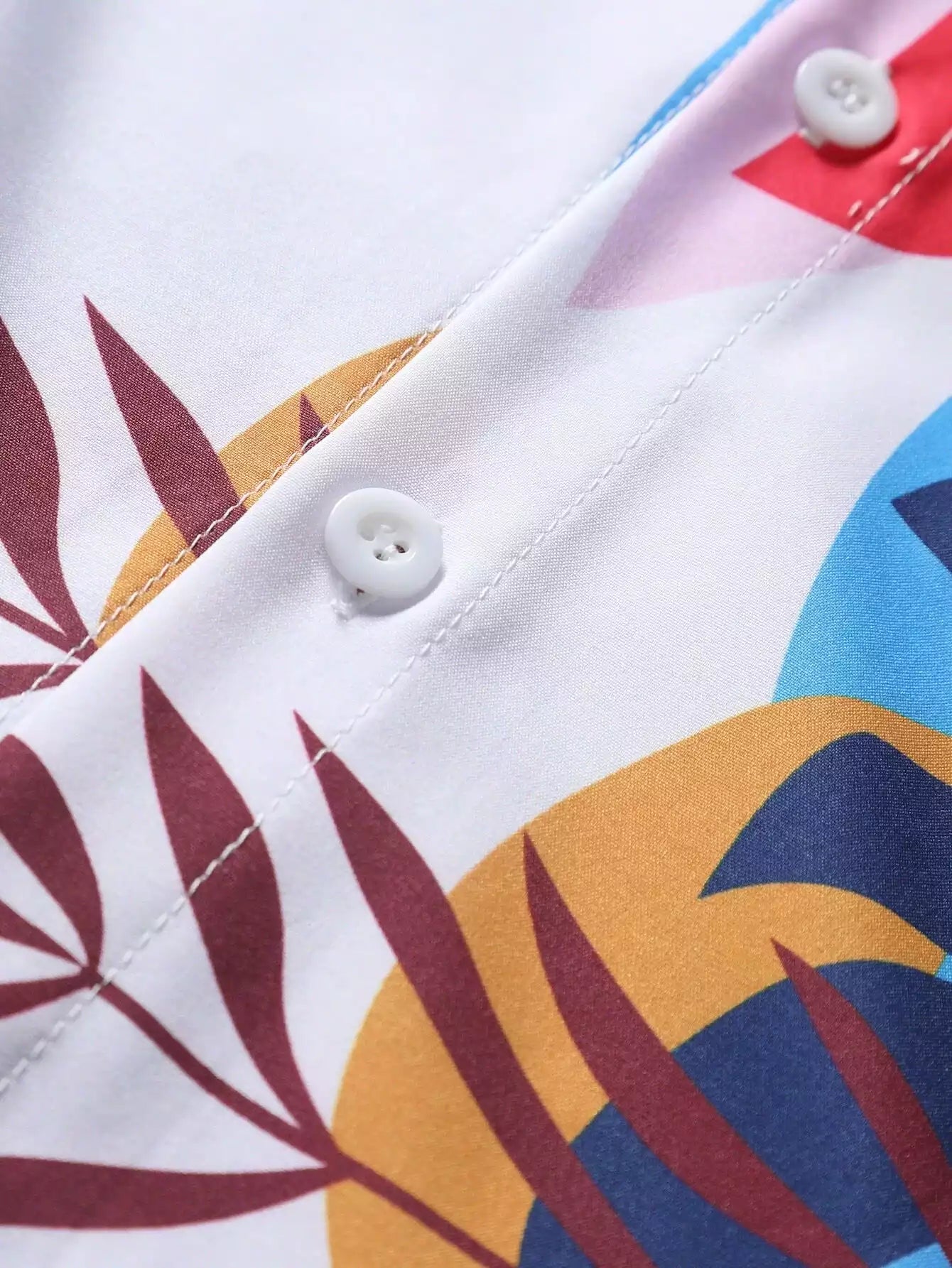 White Navy Blue Floral Design Mens Half Sleeves Cords Cotton Material