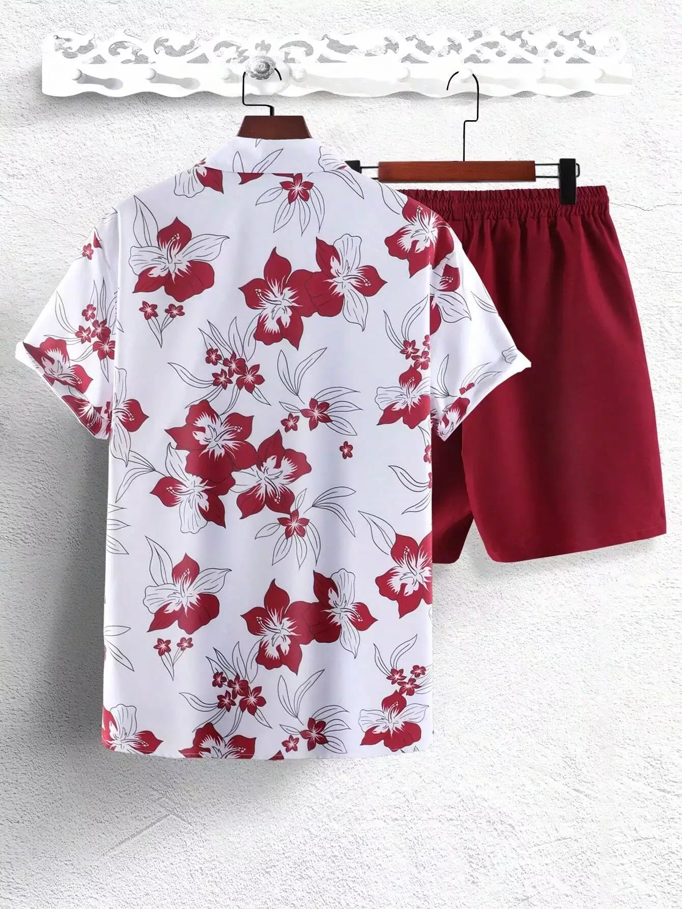 White Rose Design Mens Half Sleeves Cords Cotton Material