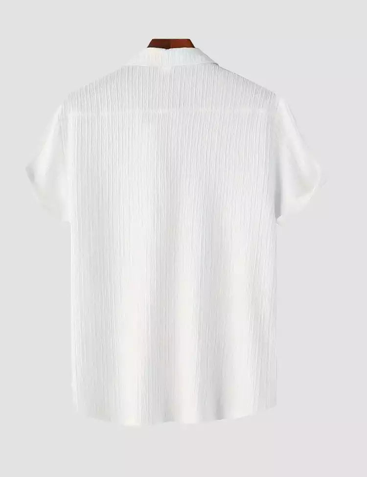 White Color Mens Cotton Shirt and One Pocket on Left Chest Half Sleeves