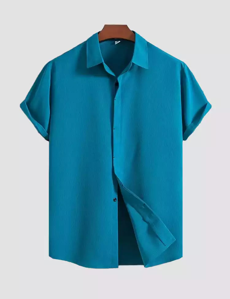 peacock color Mens Half Sleeves Shirt Exclusive Material Best Fitting Cotton Corn