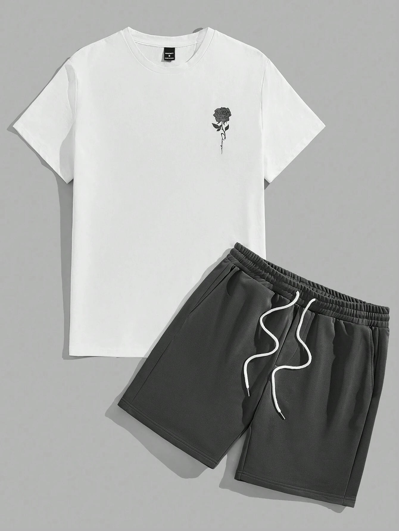 White and Gray Solid Design Mens Half Sleeves Cords Cotton Material