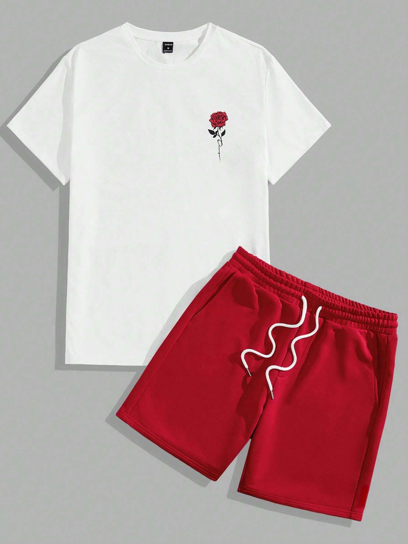 White and Red Solid Design Mens Half Sleeves Cords Cotton Material