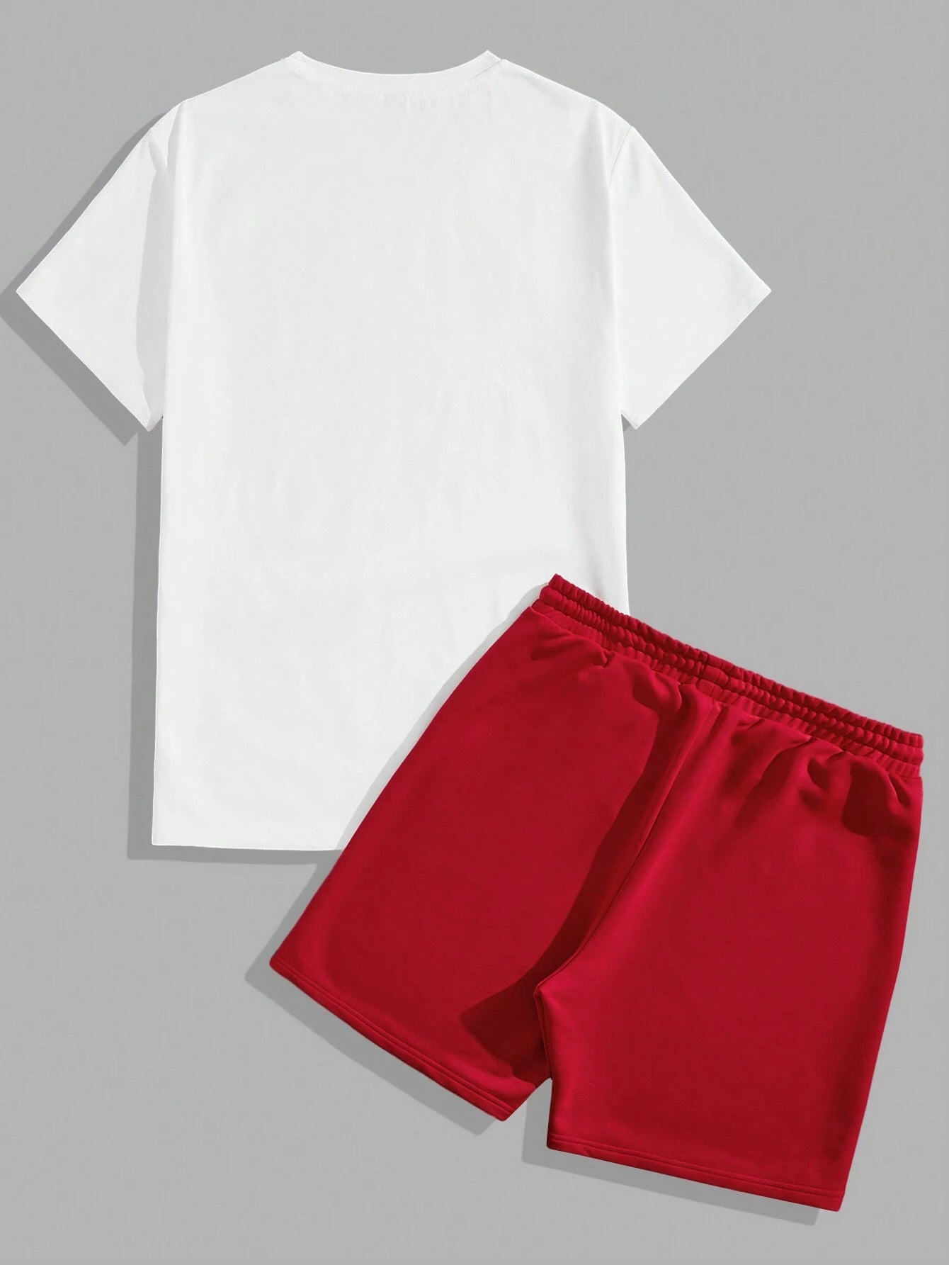 White and Red Solid Design Mens Half Sleeves Cords Cotton Material