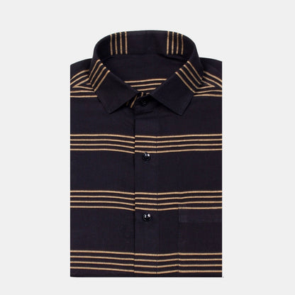 Quick-wittedMen's Full Sleeves Lining Formal Shirt Premium Collection Cotton Fabric Dark Blue Color