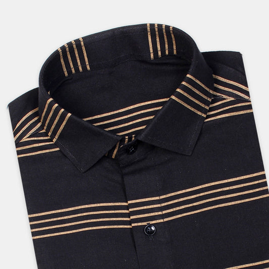 Quick-wittedMen's Full Sleeves Lining Formal Shirt Premium Collection Cotton Fabric Dark Blue Color