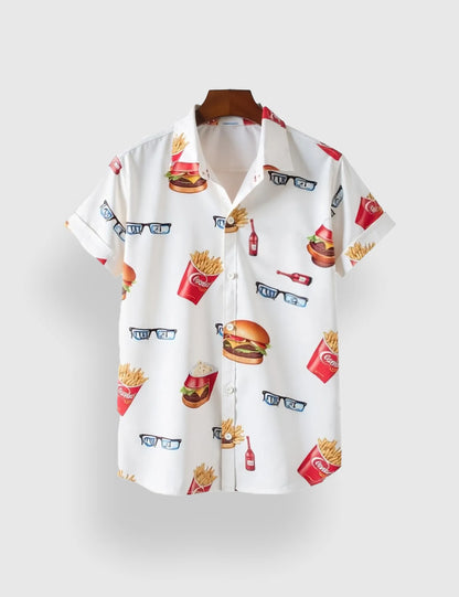 Burger and Fries Men's Half Sleeves Printed Shirt Exclusive