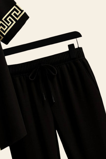 Black Border Men's Casual Half Sleeve Shirt and Full Pant Set - XPCRDF