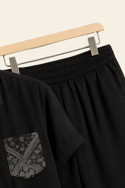 Black Design Men's Casual Half Sleeve Shirt and Full Pant Set - XPCRDF