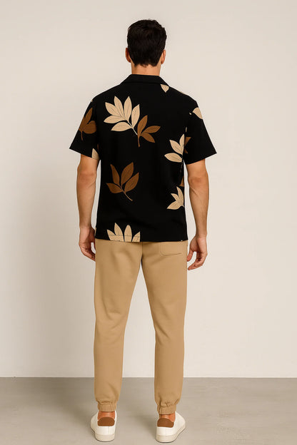 Black Leaf Men's Casual Half Sleeve Shirt and Full Pant Set - XPCRDF