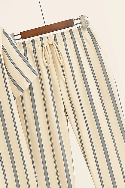 Cream Line Men's Casual Half Sleeve Shirt and Full Pant Set - XPCRDF