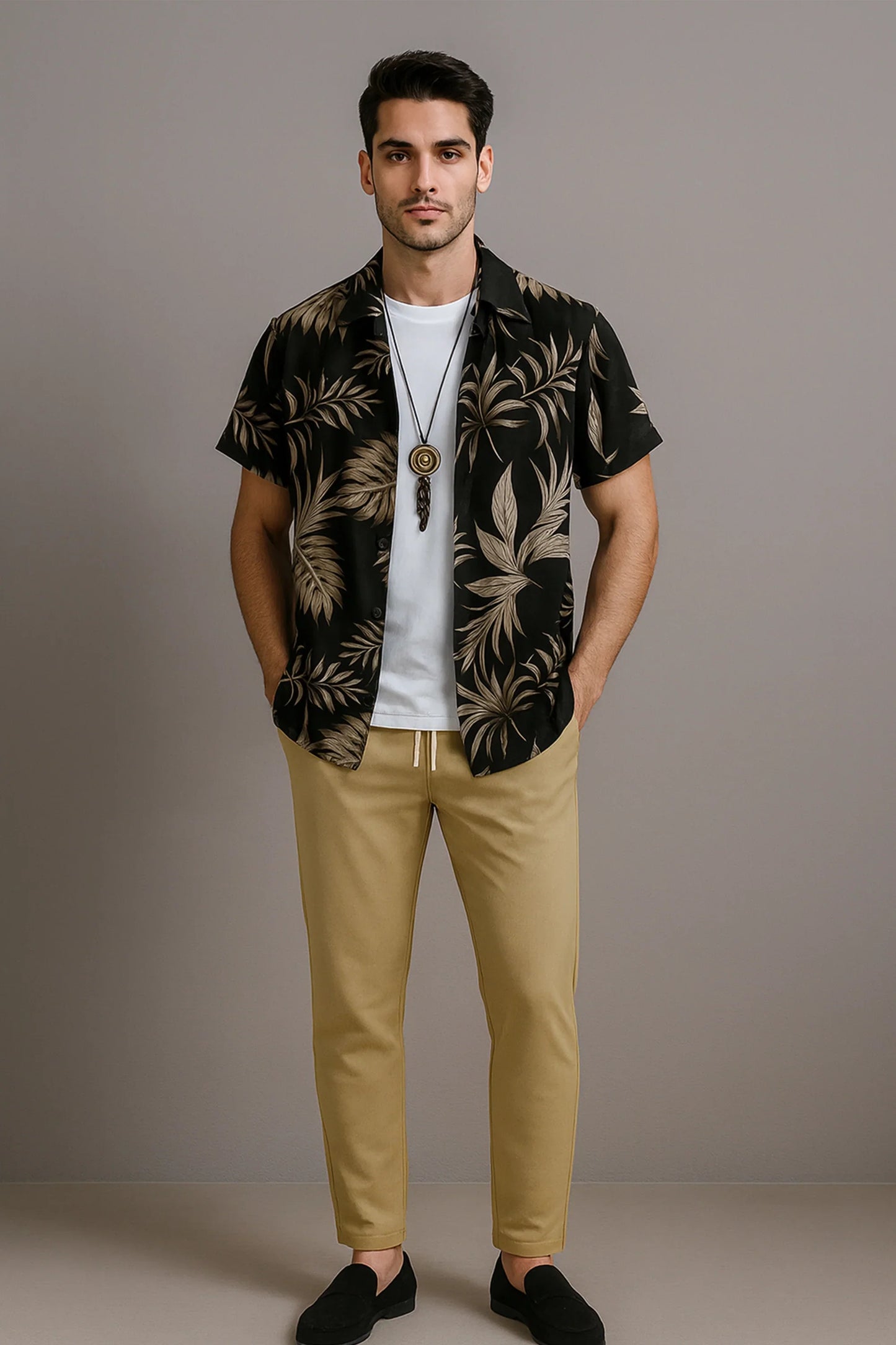 Golden Leaf Men's Casual Half Sleeve Shirt and Full Pant Set - XPCRDF