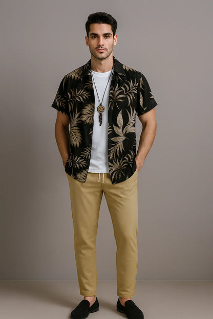 Golden Leaf Men's Casual Half Sleeve Shirt and Full Pant Set - XPCRDF